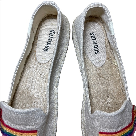 Soludos Espadrilles Shoes Embroidered Canvas Rainbow Tan Neutral Flats Womens 11 - Picture 13 of 16